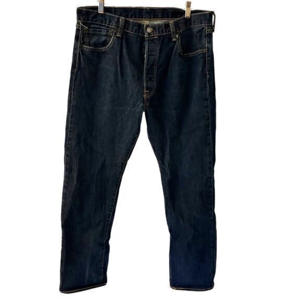 Levi's‎ Mens 501 Dark Wash Classic Button Fly Straight Leg Jeans Size 36 x 32